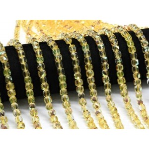 Бусины из чешского стекла кубик гр.6мм цвет желтый, 40см, 60 бусин (иск.)