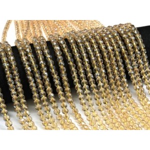 Бусины из чешского стекла шарик гр.6мм цвет песочный, 39см, 75 бусин (иск.)