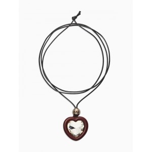 Кулон на шнурке «Сердце и бусина», регулируемый, L=90 см, чёрный