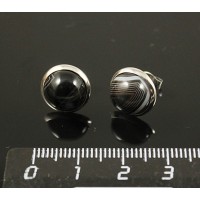 Пусеты агат черный, круг 10мм