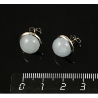 Пусеты кварц (цвет аквамарин), круг 10мм