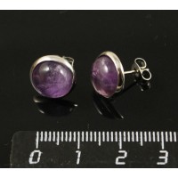 Пусеты аметист, круг 10мм