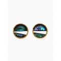 Серьги «Гелиотис» круг, зелёные, цвет золотистый
