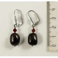 Серьги гранат, прямоугольник заоваленный