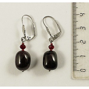 Серьги гранат, прямоугольник заоваленный