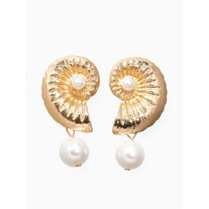 Серьги жемчуг «перламутр», белые, цвет золотистый