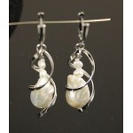 Серьги жемчуг барокко в спирали, швензы посеребрение