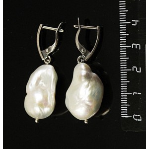 Серьги жемчуг барокко, швензы посеребрение