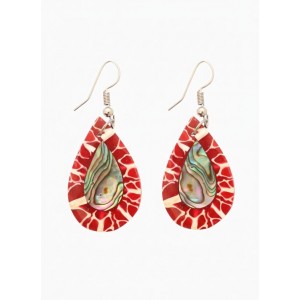 Серьги «Капельки», 5.5×2 см, перламутр, красные