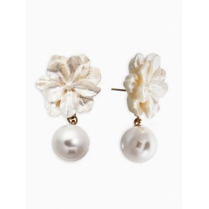 Серьги «Цветок с жемчугом», цвет молочный, цвет золотистый Серьги «Цветок с жемчугом», цвет молочный, цвет золотистый
