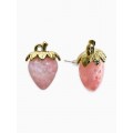 Серьги «Клубника», цвет розовый перламутр, цвет золотистый
