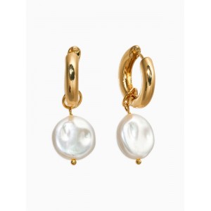 Серьги «Жемчуг Барокко», белые, цвет золотистый