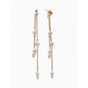 Серьги висячие «Жемчужные капли», белые, цвет золотистый Серьги висячие «Жемчужные капли», белые, цвет золотистый