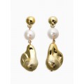 Серьги «Жемчуг барокко». белые, цвет золотистый