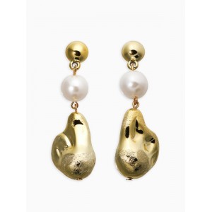 Серьги «Жемчуг барокко». белые, цвет золотистый