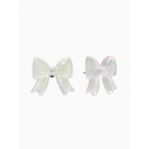 Серьги пластик «Бантик», перламутровый, белые, радужные
