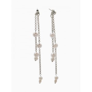 Серьги висячие «Жемчужные капли», белые, цвет серебристый