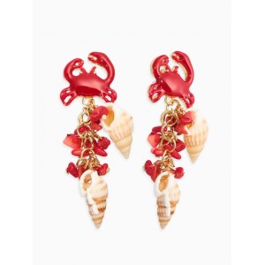 Серьги «Морской мир» краб с перламутрми, красные, цвет золотистый