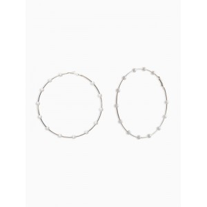 Серьги-кольца «Жемчуг», d=10 см, №6, белые, цвет серебристый