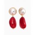 Серьги акрил с жемчугом «Капля», бордово-белые, цвет золотистый