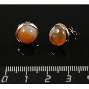 Пусеты сердолик, круг 10мм