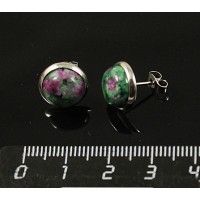 Пусеты цоизит (иск.), круг 10мм