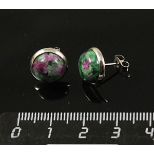 Пусеты цоизит (иск.), круг 10мм