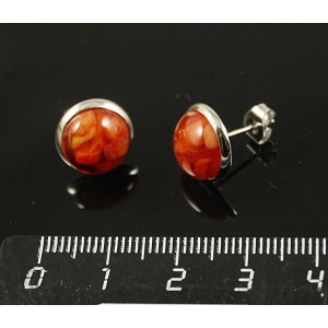 Пусеты янтарь (иск.), круг 10мм