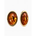 Серьги большие «Стиль. Овал», акрил, янтарные, цвет золотистый