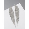 Серьги висячие со стразами «Вечное сияние» крылья, белые, цвет серебристый