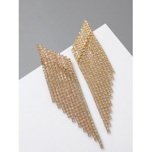 Серьги висячие со стразами «Вечное сияние» лесенка, белые, цвет золотистый