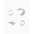 Набор серьги и каффы 4 шт. «Фигуры» объёмные, цвет серебро