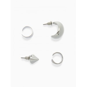 Набор серьги и каффы 4 шт. «Фигуры» объёмные, цвет серебро