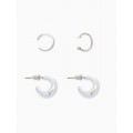 Набор серьги и каффы 4 шт. «Бублик», цвет серебро
