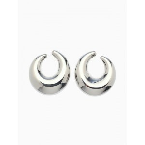 Серьги металл «Кольца» полумесяц, цвет серебро