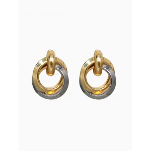 Серьги металл «Тренд» кольца, цвет золото с серебром
