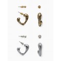 Серьги QF «Сердце леопарда», набор 4 пары, бусины, цвет золото, серебро
