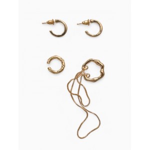 Набор серьги и каффы 4 шт. «Минимализм» водопад, цвет золото