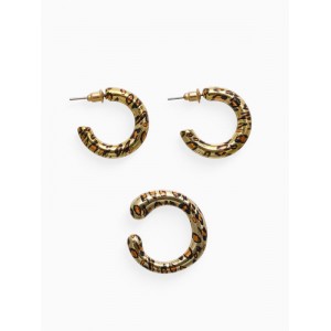 Серьги и каффы QF «Леопард», набор, цвет золото