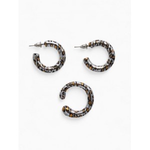 Серьги и каффы QF «Леопард», набор, цвет серебро