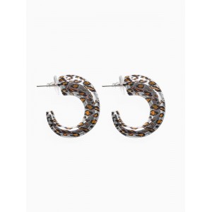 Серьги пластик «Леопард», цвет серебро