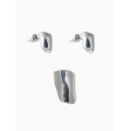 Набор серьги и каффа 3 шт. «Минимализм» тренд, цвет серебро