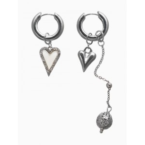 Серьги трансформеры «Сердце» со стразами, цвет серебро