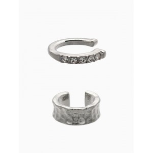 Серьги «Каффы» набор 2 шт., мятый со стразами, белые, цвет серебристый