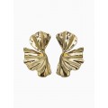 Серьги пластик «Лепестки» асимметрия, цвет золото