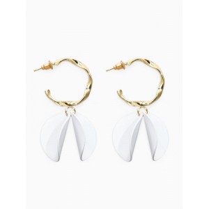 Серьги «Лепесточки на кольце», белые, цвет золотистый