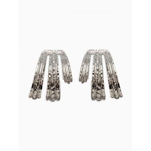 Серьги металл «Трио» объёмные, цвет серебро