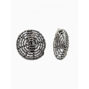 Клипсы "Винтаж" круг из веревки, цвет чернёное серебро