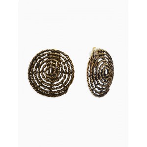Клипсы "Винтаж" круг из веревки, цвет чернёное золото