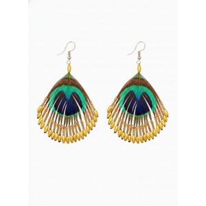 Серьги «Павлин», 5×8 см, жёлтые